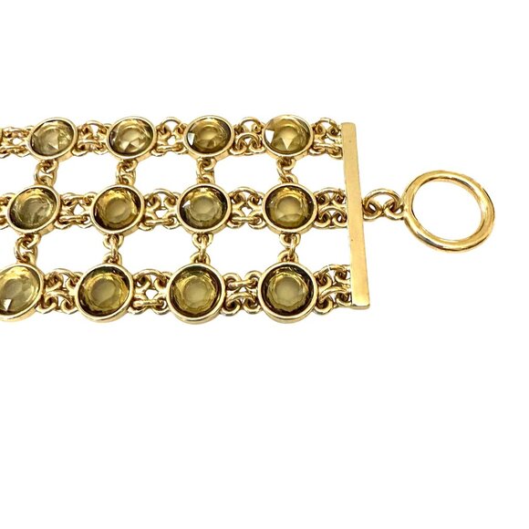 Banana Republic Gold-Tone 3 Row Openwork Bracelet Circular Links Toggle Clasp - Picture 5 of 13